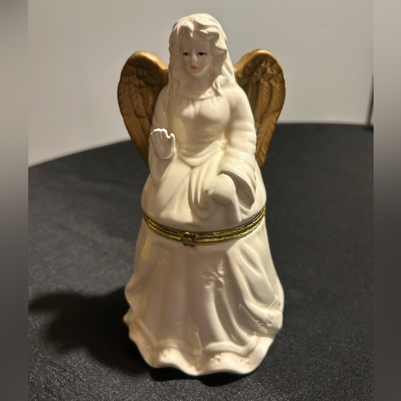 Vintage Angel Hinged Box Porcelain Gilded - Picture 2 of 10